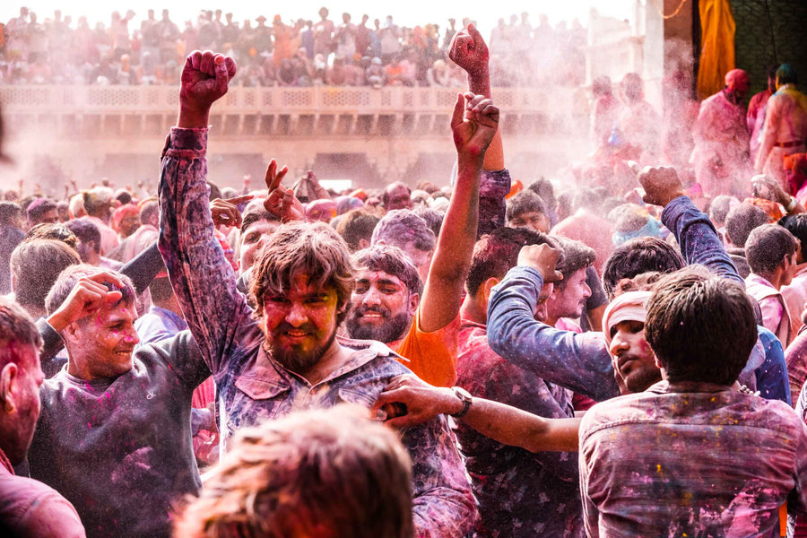 Dancing at Holi, Festival of Colour, Nandgaun